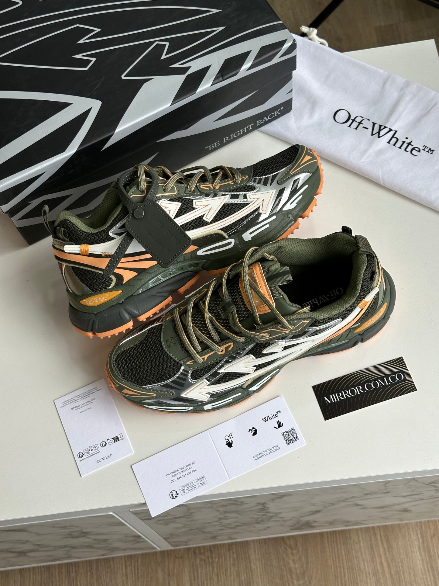 Off White be right back verde militar